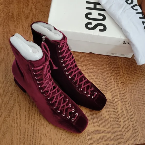 Schutz Granny Lace-up Boots - wine - Picture 7 of 12